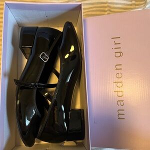 Madden Girl Glossy Black Mary Jane Flats